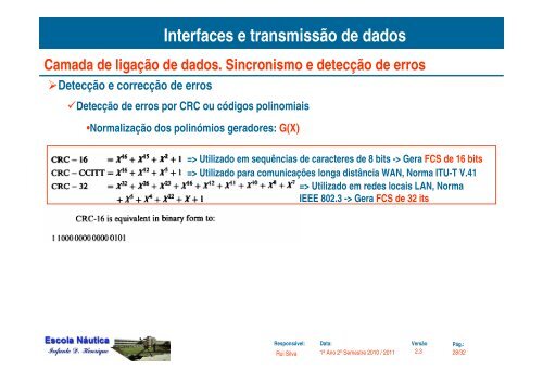 3.a2-Camada de Ligacao de dados. Probabilidade e deteccao de ...