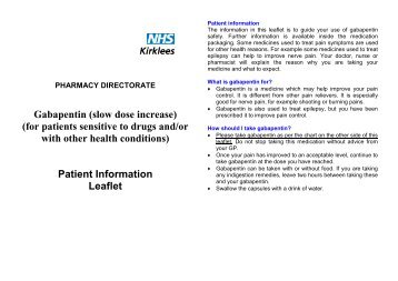 Gabapentin slow dose patient information leaflet PDF 69 KB