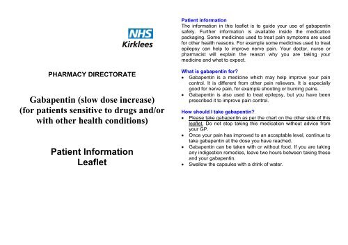 Gabapentin slow dose patient information leaflet PDF 69 KB