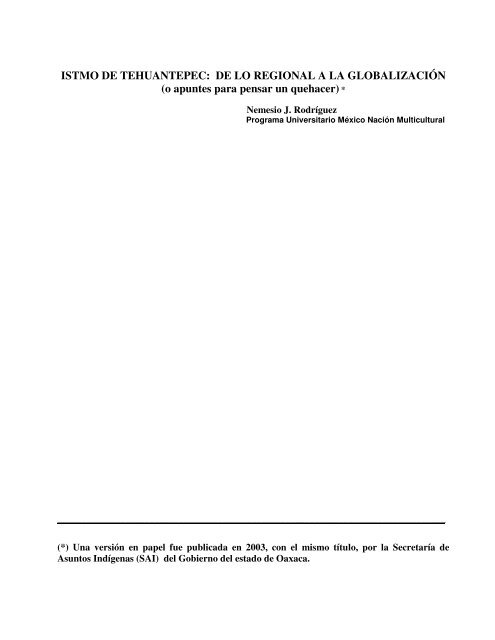 ISTMO DE TEHUANTEPEC - Programa Universitario MÃ©xico NaciÃ³n ...