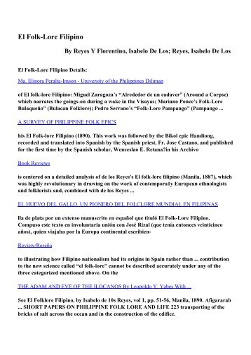 Download El Folk-Lore Filipino pdf ebooks by Reyes Y Florentino ...