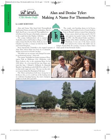 Alan and Denise Tyler - California Thoroughbred Breeders ...