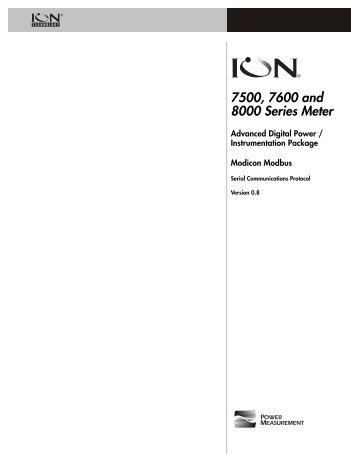 Modbus Protocol for ION 7500, ION 7600 and ION 8000 series