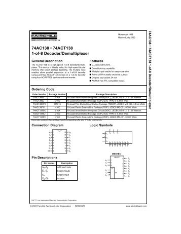 74AC138 * 74ACT138 1-of-8 Decoder/Demultiplexer