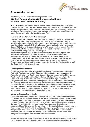 Presseinformation - Eickhoff Kommunikation