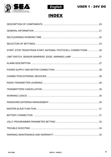 User 1 24V DG Instructions - SEA (UK)