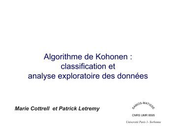 Algorithme de Kohonen : classification et analyse exploratoire des ...