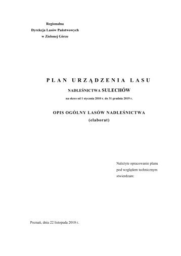 plan urz Ä dzenia lasu - PaÅstwowe Gospodarstwo LeÅne LASY ...