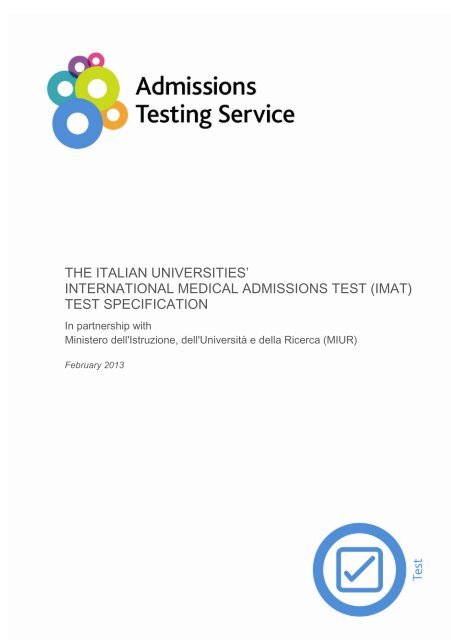 IMAT Specification - Admissions Testing Service