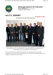 A.E.T.F. REPORT - All Europe Taekwon-do Federation