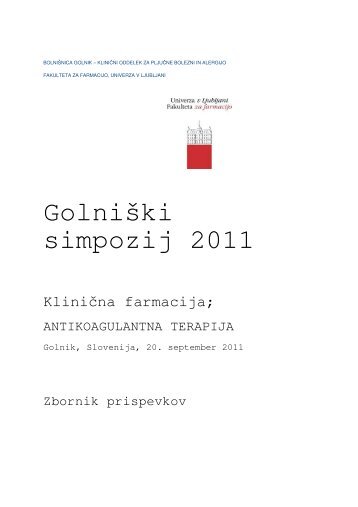 GolniÅ¡ki simpozij 2011 KliniÄna farmacija zbornik ... - BolniÅ¡nica Golnik