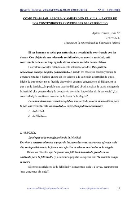 NÂº10 15/03/2009 - enfoqueseducativos.es