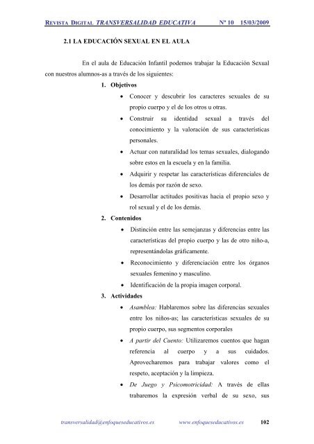 NÂº10 15/03/2009 - enfoqueseducativos.es