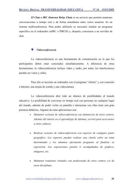 NÂº10 15/03/2009 - enfoqueseducativos.es