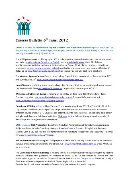 Careers Bulletin June 20th 2012