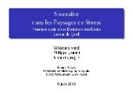 NeutralitÃ© dans les Paysages de fitness - PremiÃ¨re Ã©cole d ... - LISIC