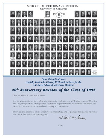 20th Anniversary Reunion of the Class of 1992 - UC Davis School of ...