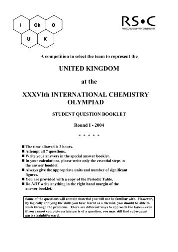 2004 Round 1 - Royal Society of Chemistry