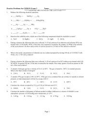 Practice Problems for CHM151 Exam 2 Spring 2008 Name: