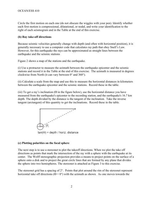 OCEAN/ESS 410 1 Lab 12. Earthquake Focal Mechanisms You can ...