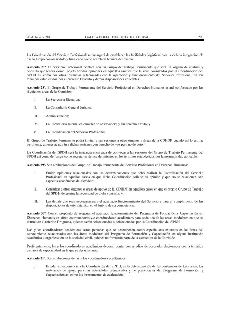 Estatuto SPDH - Comisión de Derechos Humanos del Distrito Federal