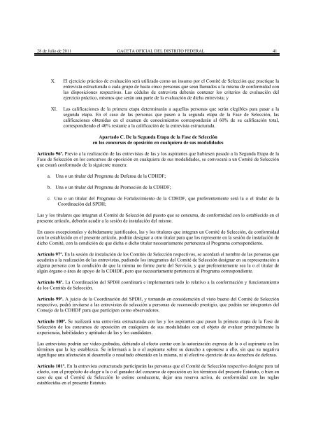 Estatuto SPDH - Comisión de Derechos Humanos del Distrito Federal