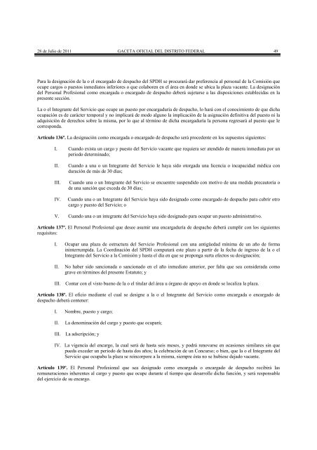 Estatuto SPDH - Comisión de Derechos Humanos del Distrito Federal