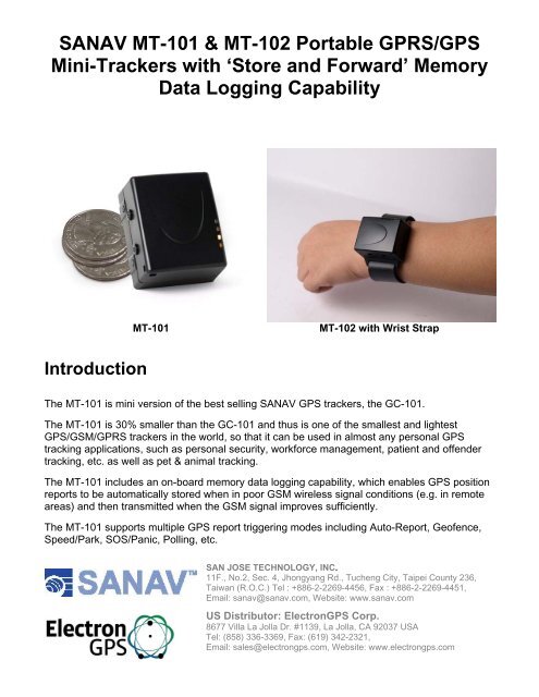 SANAV MT-101 & MT-102 Portable GPRS/GPS Mini ... - ElectronGPS