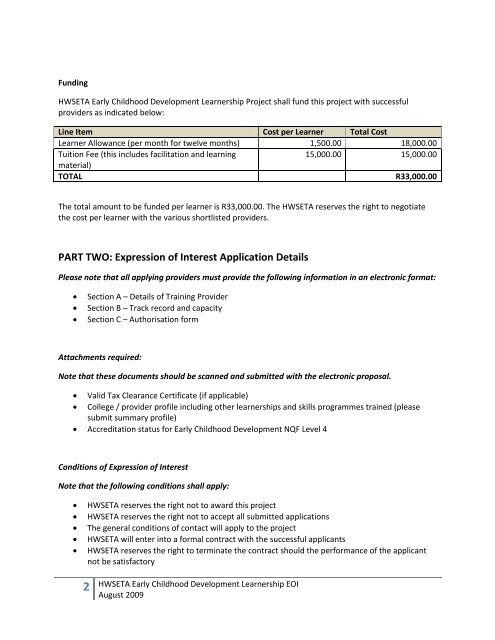 Early Childhood Development Learnership Project 2009-2010