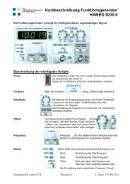 Kurzbeschreibung Funktionsgenerator HAMEG 8030-6