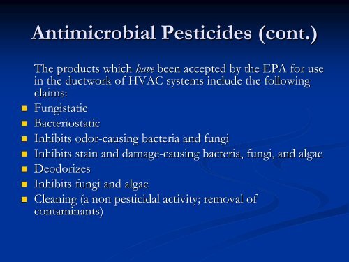 NADCA Position Paper on the Use of Chemical Products in HVAC ...