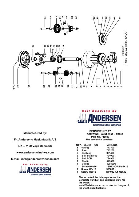 Service Kit 17 - ANDERSEN Winches