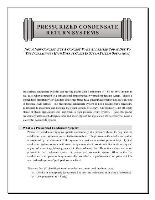 PRESSURIZED CONDENSATE RETURN SYSTEMS