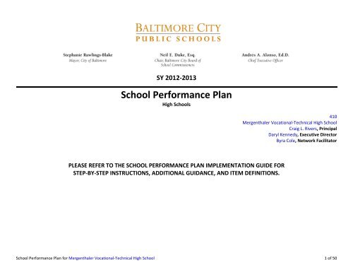 SY 2012-2013 School Performance Plan - Baltimore City Public ...