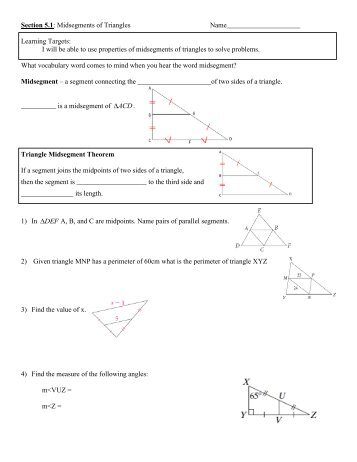 Section 5.1: Midsegments of Triangles ...