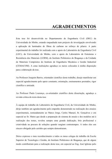 agradecimentos - Departamento de Engenharia Civil - Universidade ...