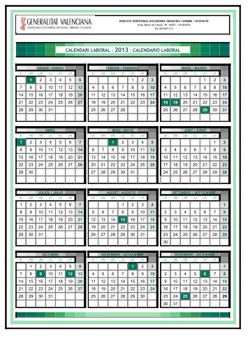 calendari laboral - 2013 - calendario laboral - STM Intersindical ...