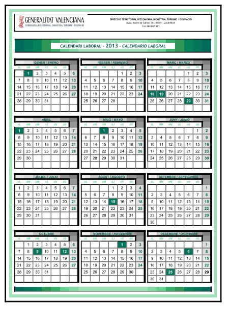 calendari laboral - 2013 - calendario laboral - STM Intersindical ...