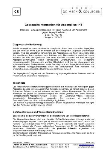 Gebrauchsinformation für Aspergillus-IHT - bei LABOR DR. MERK ...