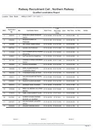 Railway Recruitment Cell , Northern Railway