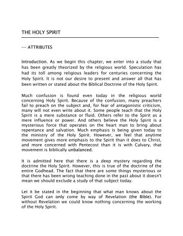 Study of The Holy Spirit - Camp Creek COC