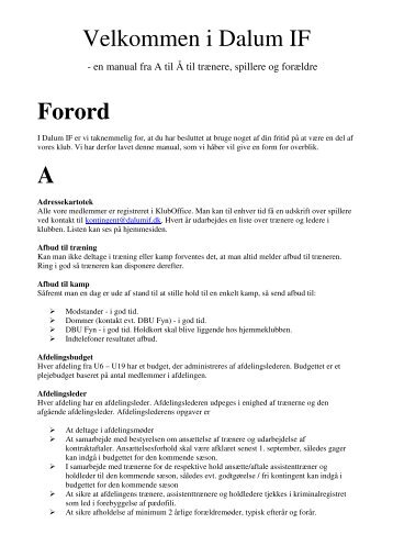 Velkommen i Dalum IF - information fra A-Ã