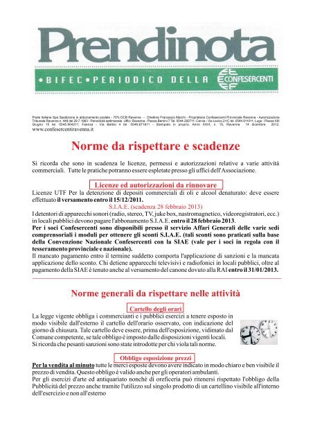 n. 15 del 14 dicembre 2012 - Confesercenti Ravenna