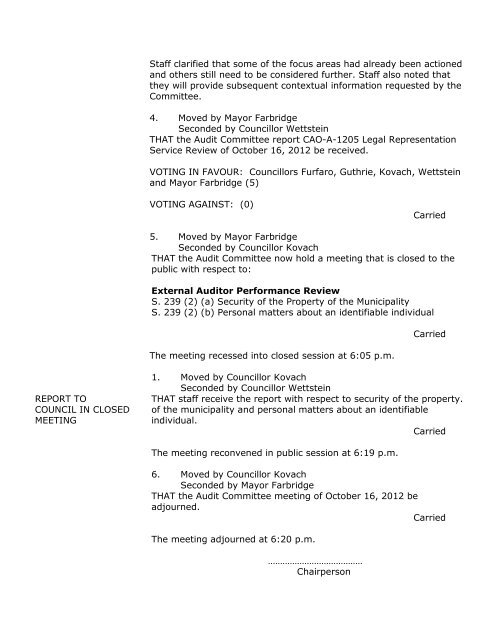 November 14 2012 Audit Agenda - City of Guelph