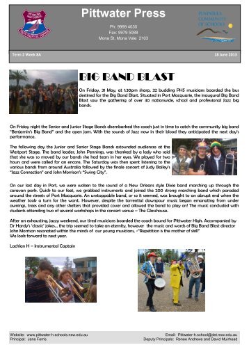 Newsletter 18 June 2013 - Pittwater High School