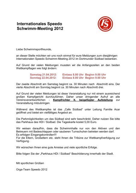 Internationales Speedo Schwimm-Meeting 2012 - SGS Münster