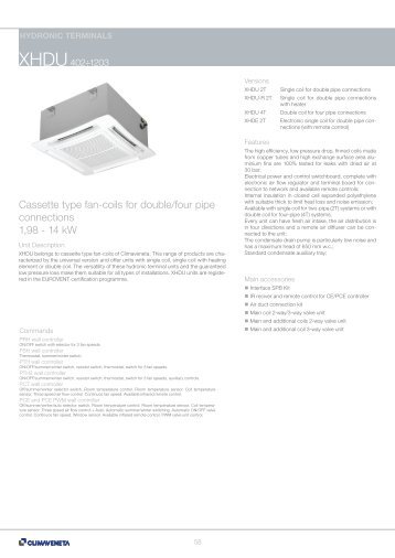 Cassette type fan-coils for double/four pipe connections 1,98 - 14 kW