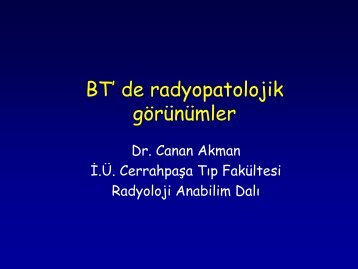 BT' de radyopatolojik gÃ¶rÃ¼nÃ¼mler