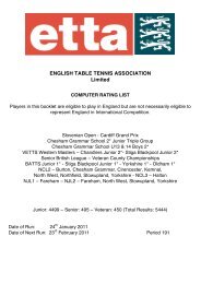 191 January 2011 - The English Table Tennis Association