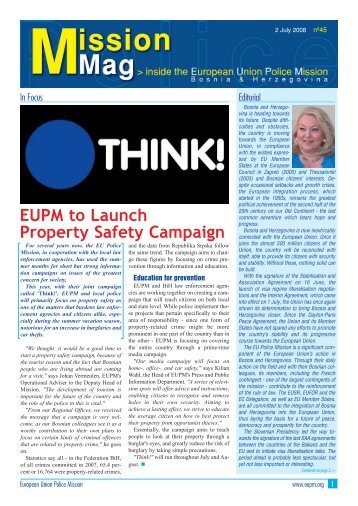 EUPM to Launch Property Safety Campaign - European Union ...